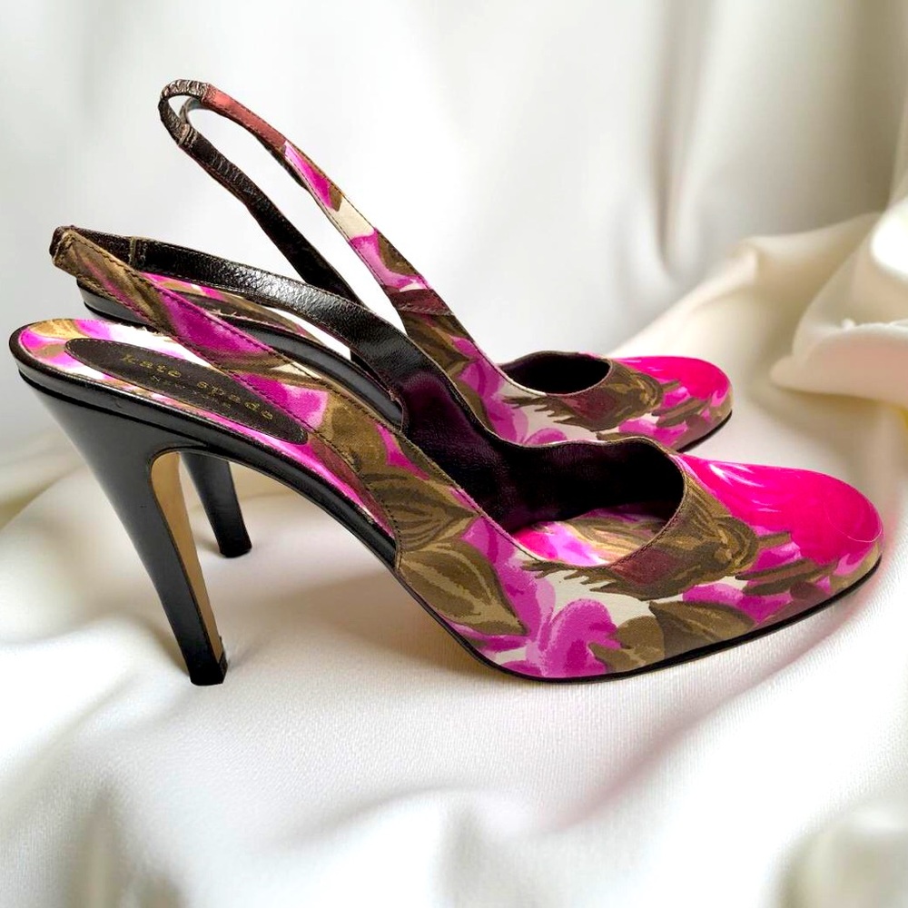 Kate Spade New York Floral Slingback Pumps Heels Closed Toe Sz 11B Made in 🇮🇹 - Picture 3 of 15